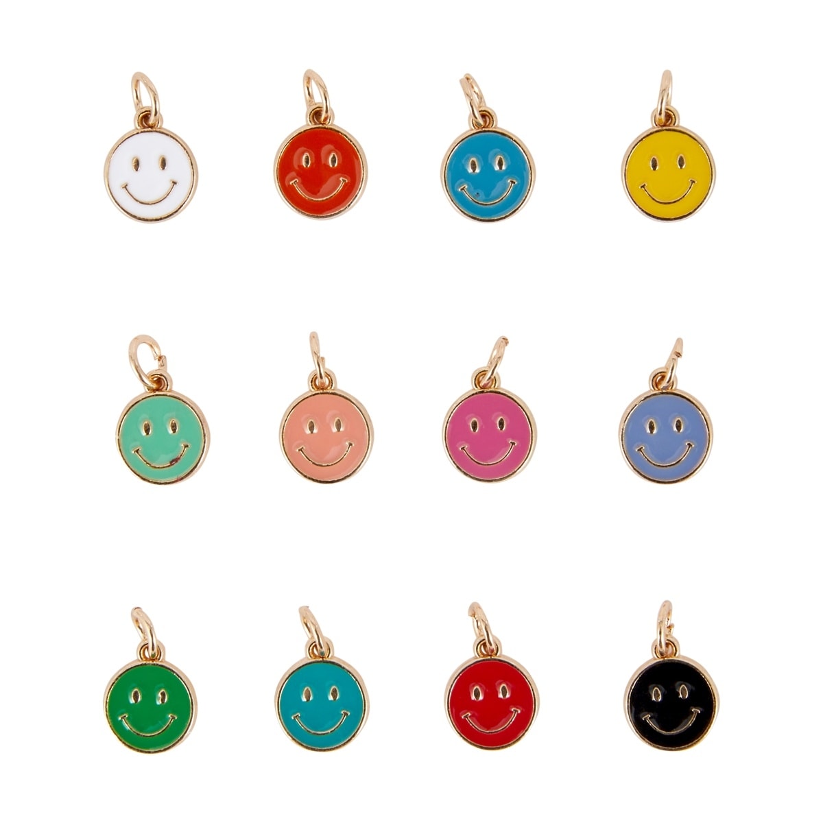 12 Piece Jewellery Making Charms - Smiley Face