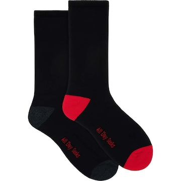 Underworks Mens All Day Cushion Foot Socks Black Size 7-10 Assorted 2 pack