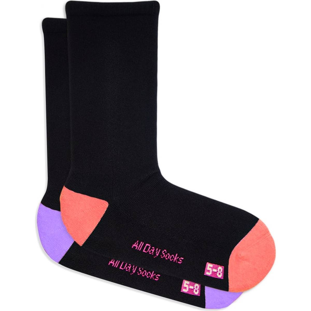 Underworks Womens All Day Cushion Foot Socks Black Size 5-8 2 Pack