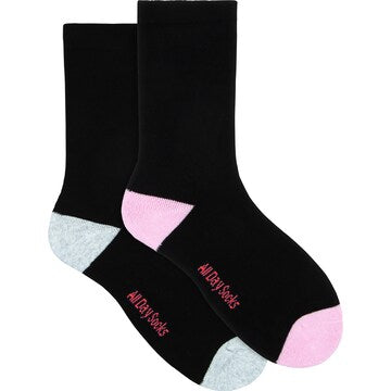 Underworks Womens All Day Cushion Foot Socks Black Size 9-11 2 pack