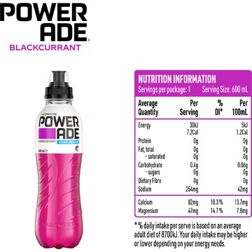 Powerade Zero Sugar Blackcurrant 600mL
