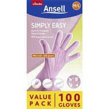 Vileda Ansell Simply Easy TPE Disposable Gloves Medium/Large 100 pack