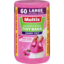 Multix Kitchen Tidy Bags Large Colour Scents Rose 60 Pack