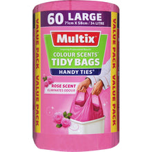Multix Kitchen Tidy Bags Large Colour Scents Rose 60 Pack