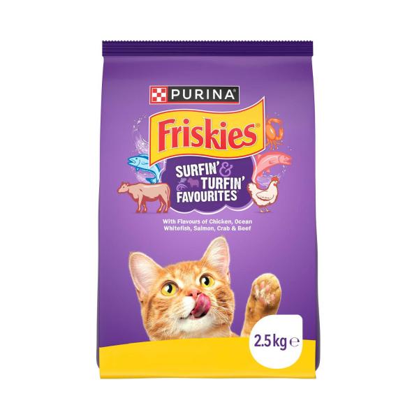 FRISKIES ADULT SURFIN' & TURFIN' DRY CAT FOOD 2.5KG