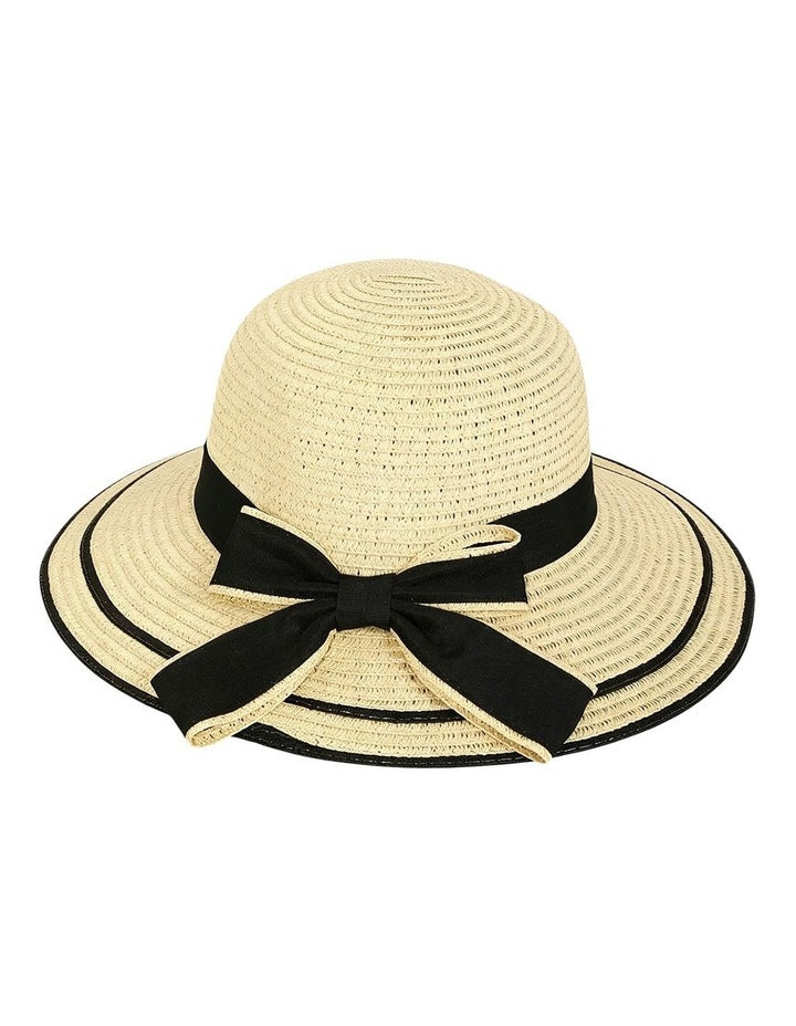 Gregory Ladner Turned Down Brim Hat With Bow Ghcf004M In Natural