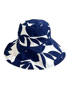 Gregory Ladner Leaf Print Canvas Hat Ghcf012M In Navy