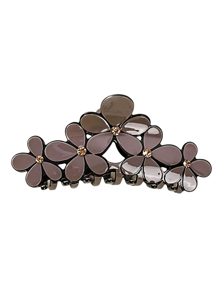 Gregory Ladner Floral Hair Claw Ghaf027M In Charcoal