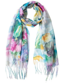 Gregory Ladner Floral Print Scarf With Fringing Gnkf002M In Assorted
