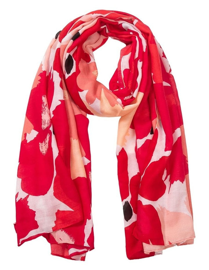 Gregory Ladner Floral Print Scarf Gnkf005M In Red