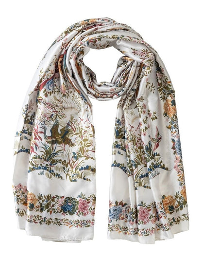 Gregory Ladner Oblong Floral Scarf Gnkf015M In Ivory