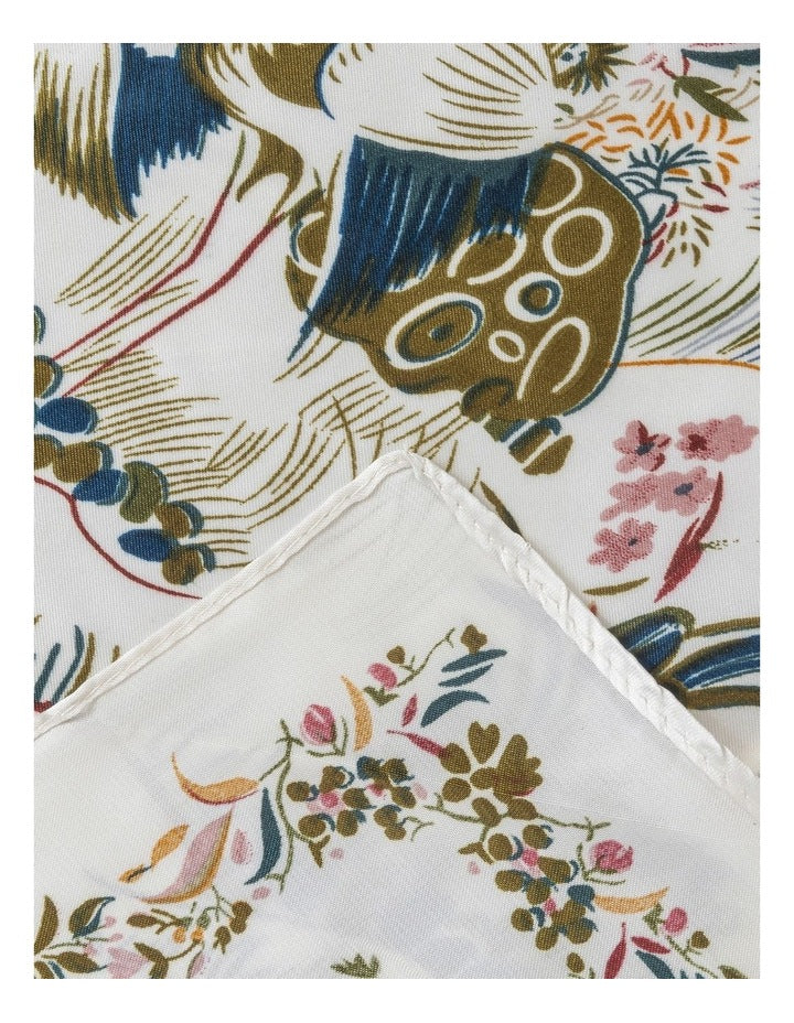 Gregory Ladner Oblong Floral Scarf Gnkf015M In Ivory