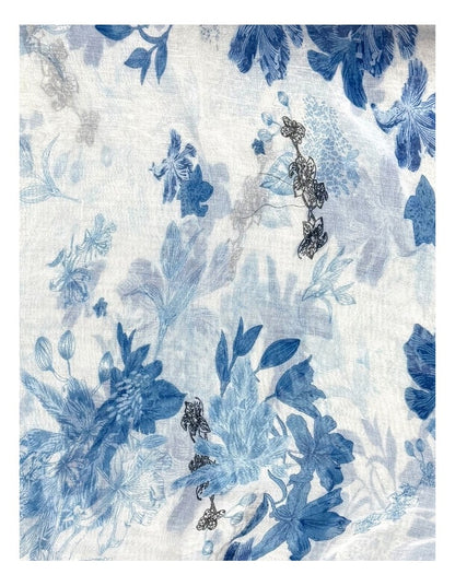 Gregory Ladner Soft Floral Print With Tassels Gnkf026M In Blue