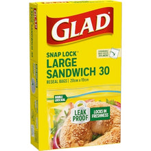 Glad Snap Lock Resealable Large Sandwich Bags 30 pack