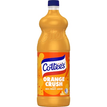 Cottee's Orange Cordial Orange Crush with 40% Fruit Juice 1L