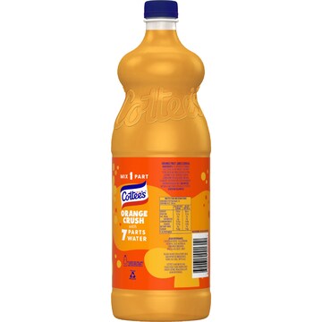 Cottee's Orange Cordial Orange Crush with 40% Fruit Juice 1L