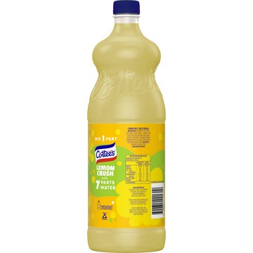 Cottee's Lemon Cordial Lemon Crush With 40% Fruit Juice 1L