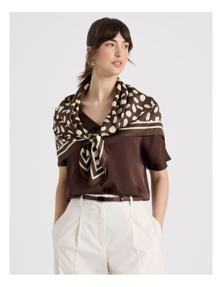 Scarf in Fawn and Cream Spot Print