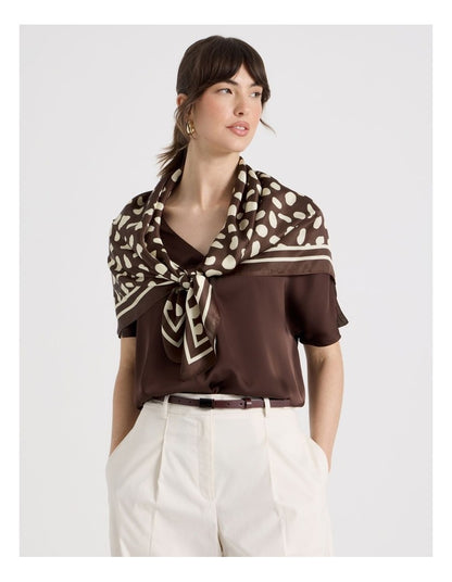 Scarf in Fawn and Cream Spot Print