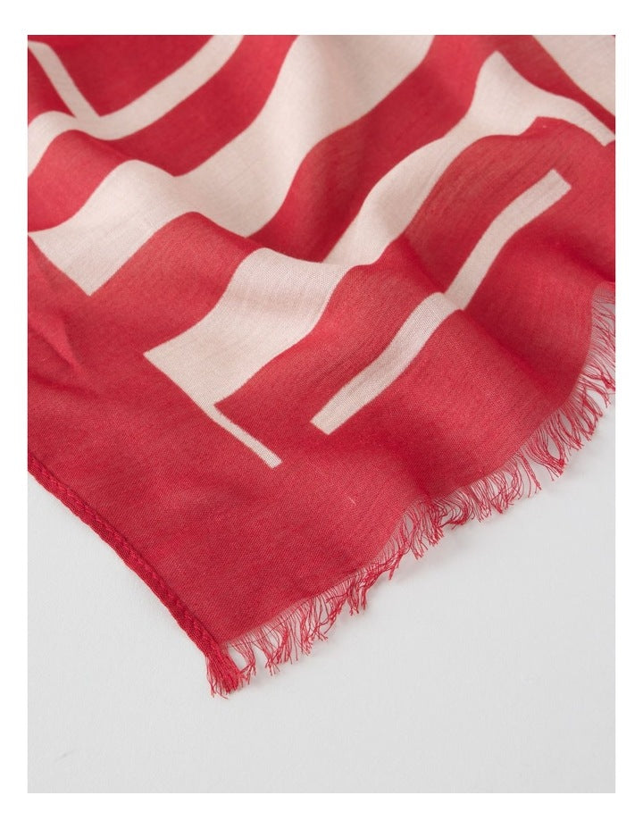 Lightweight Scarf in Geometric Red Print