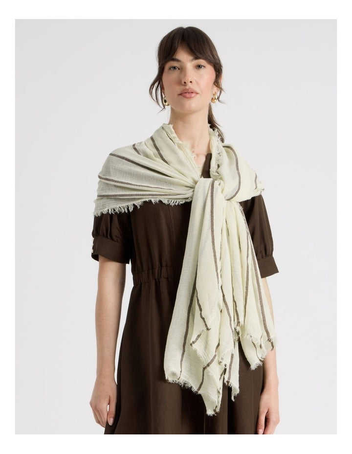 Scarf in Neutral Vertical Stripe Print