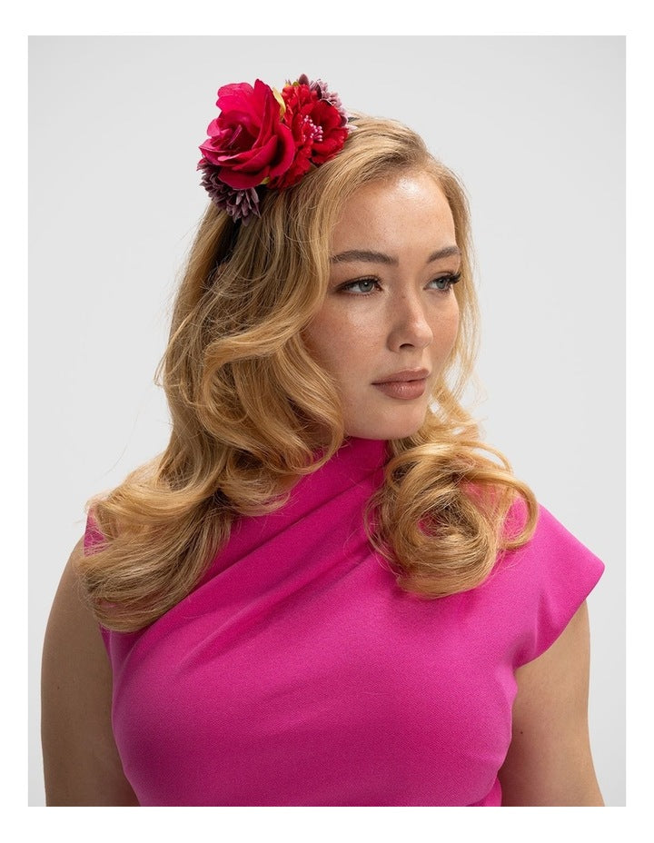 Ivy Flower Crown headband in Pink & Red