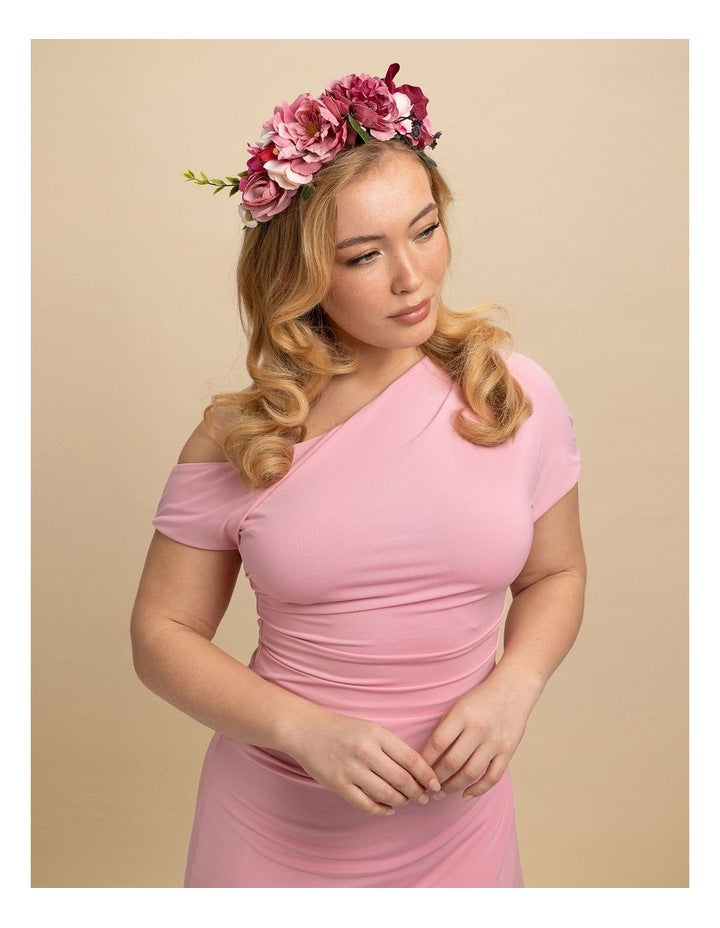 Dori Flower Crown in Hot Pink