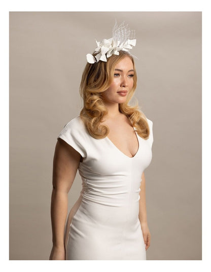 Fs1193 Dulcie White Fascinator Fascinator in White