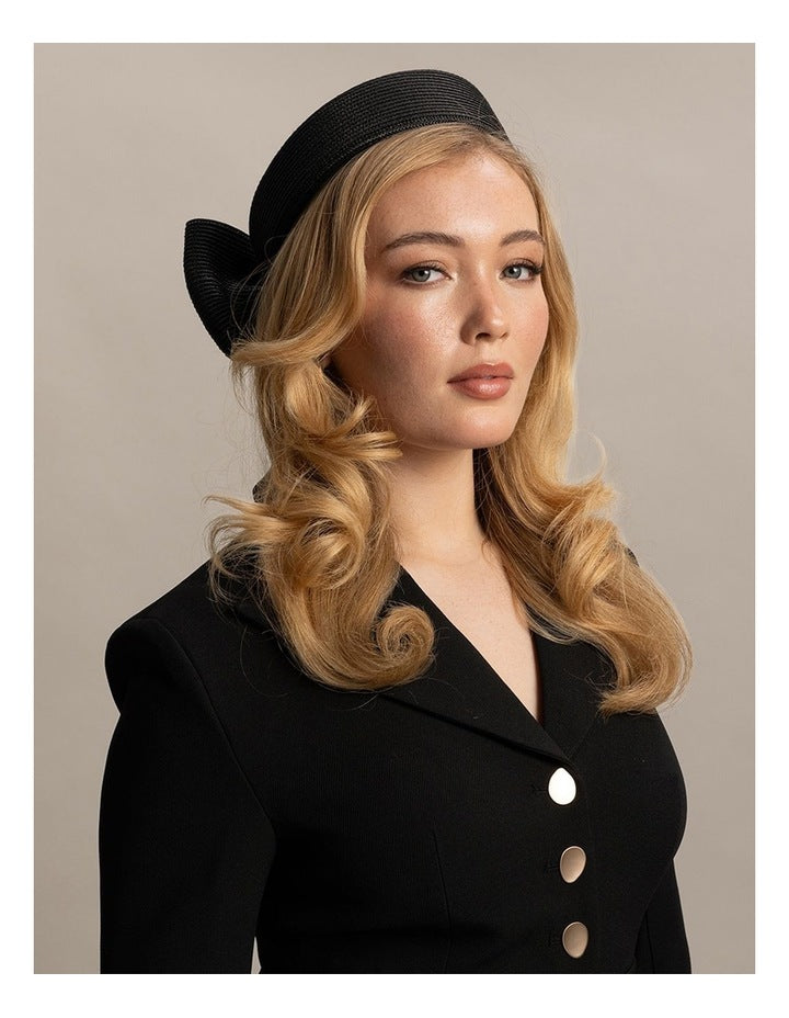 Fs1154 Tara Pillbox Fascinator in Black