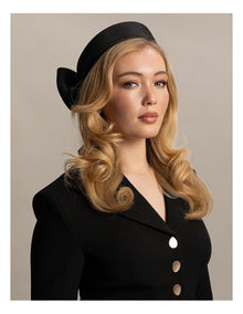 Fs1154 Tara Pillbox Fascinator in Black