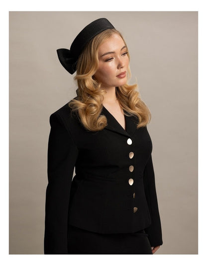 Fs1154 Tara Pillbox Fascinator in Black