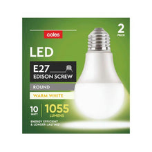 COLES LIGHT GLOBES LED GLS ES 10W 1055LUM 2700K:2 PACK