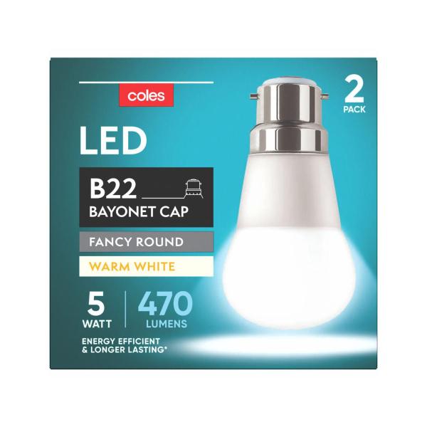 Light Globes LED Round BC 5W 470Lum 2700K