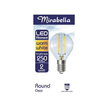 MIRABELLA LED WARM WHITE FILAMENT 250L 2W ROUND CLEAR  ES