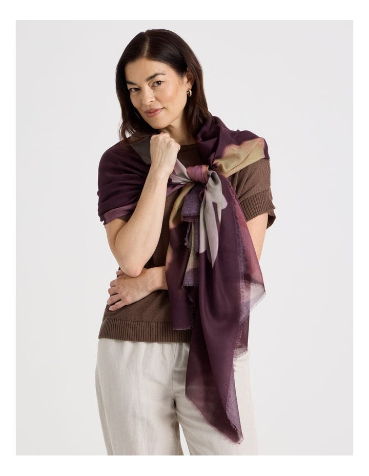 Lightweight Scarf in Plum Bloom Print