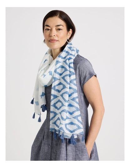 Cove Tassel Scarf in Blue