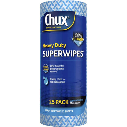Chux Heavy Duty Superwipes Roll 25 Pack