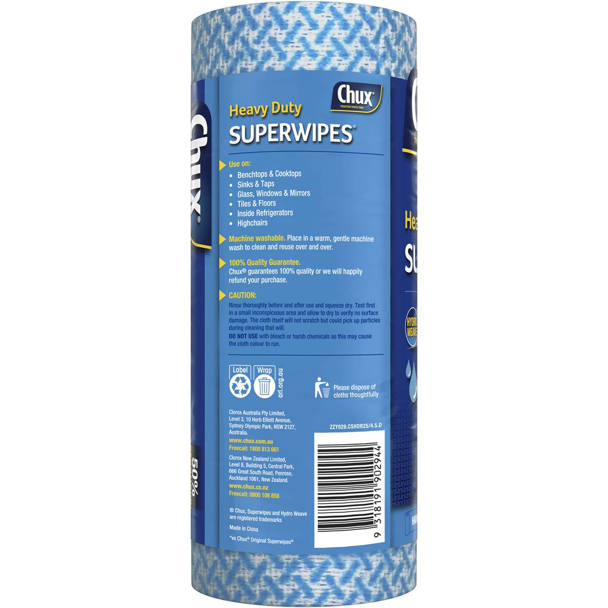 Chux Heavy Duty Superwipes Roll 25 Pack