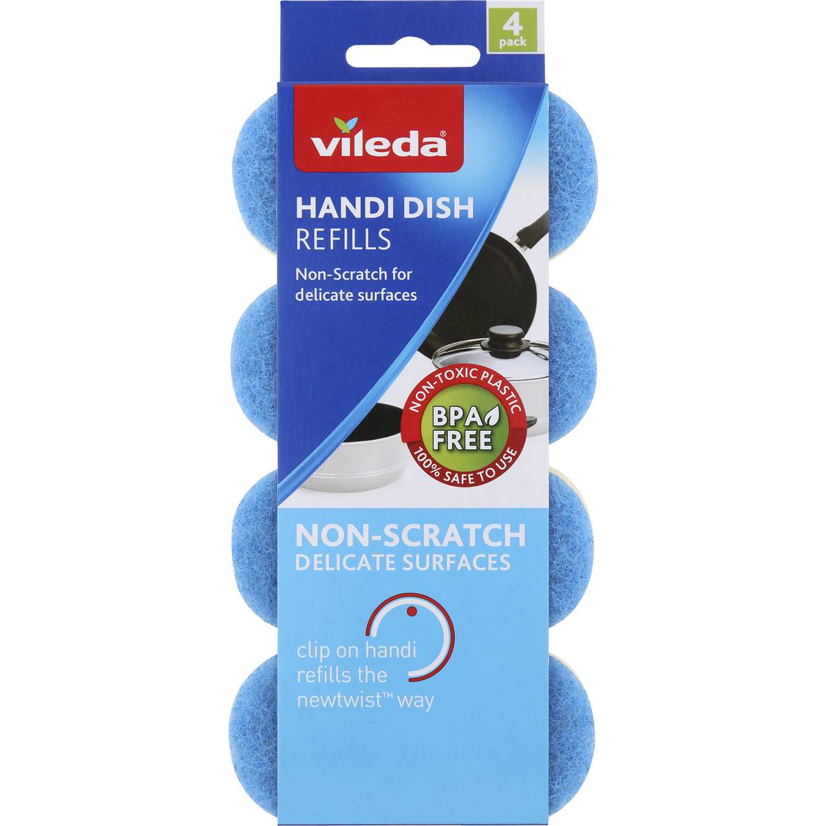 Vileda Handi Dish Refills Non Scratch 4 pack