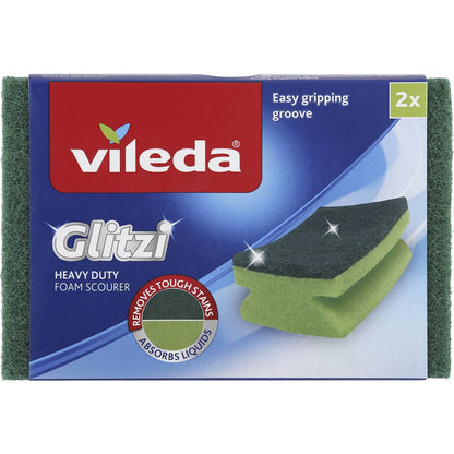 Vileda Glitzi Heavy Duty Foam Sponge Scourer 2 Pack