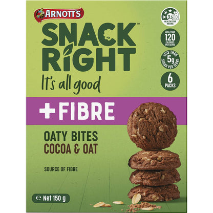 Arnott's Snack Right Oaty Bites Cocoa & Oat 6 pack