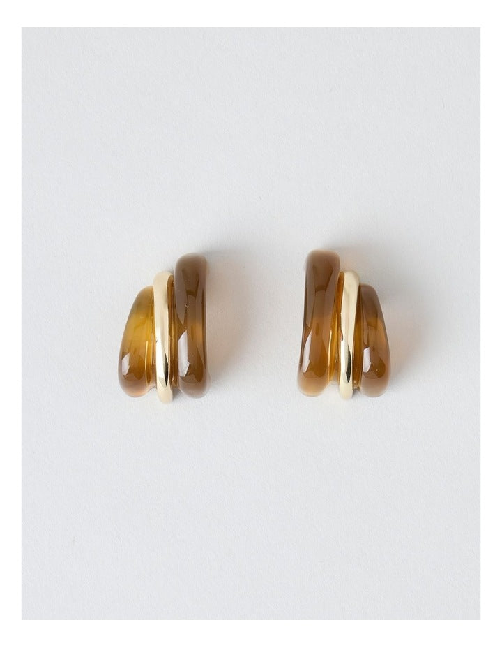 Opaque Twist Hoop Earring in Brown