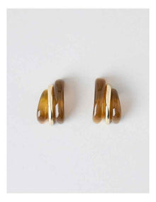 Opaque Twist Hoop Earring in Brown