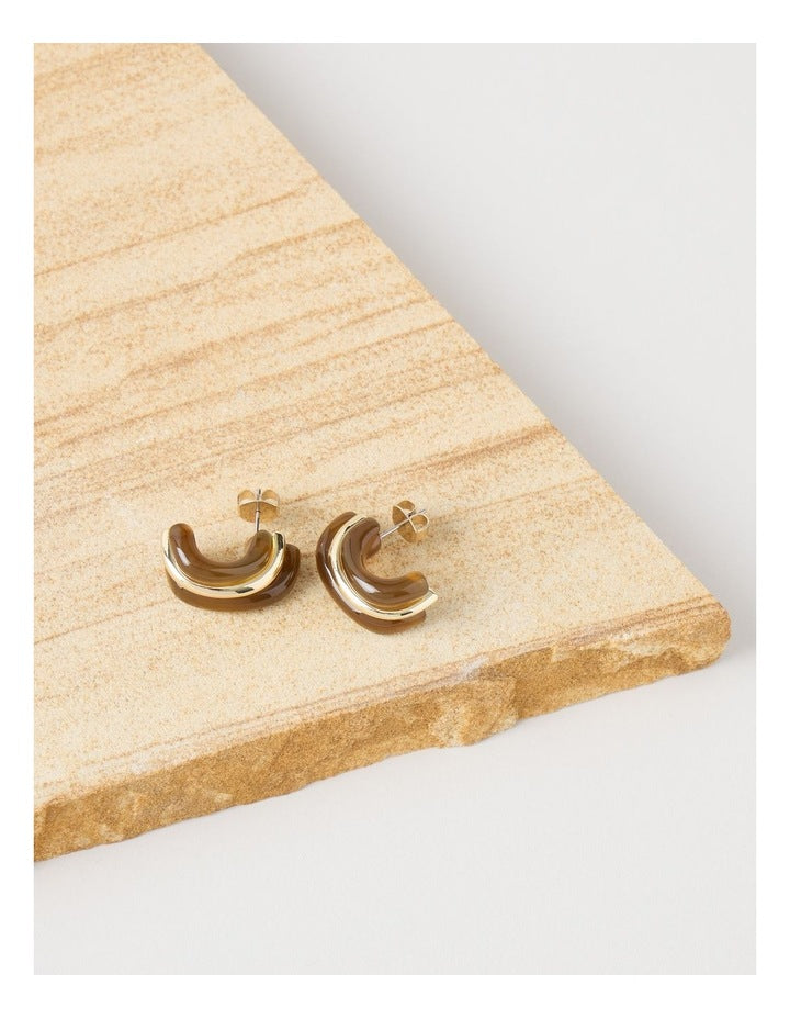 Opaque Twist Hoop Earring in Brown