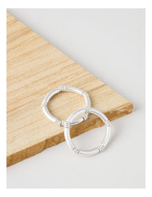 Matte Tube Stretch Bracelet 2 Pack in Silver