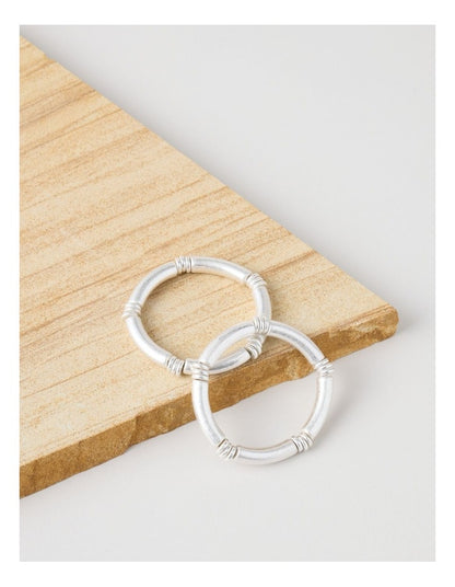 Matte Tube Stretch Bracelet 2 Pack in Silver