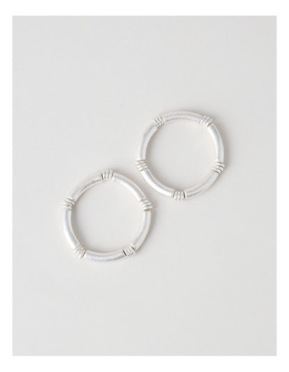 Matte Tube Stretch Bracelet 2 Pack in Silver