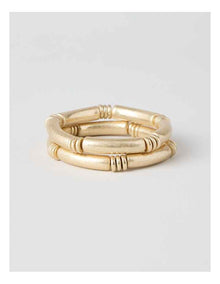 Matte Tube Stretch Bracelet 2 Pack in Gold