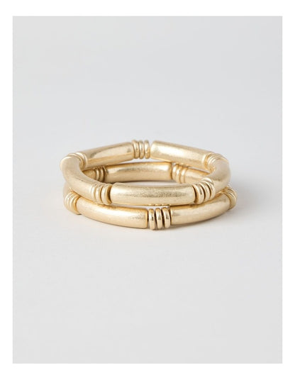 Matte Tube Stretch Bracelet 2 Pack in Gold