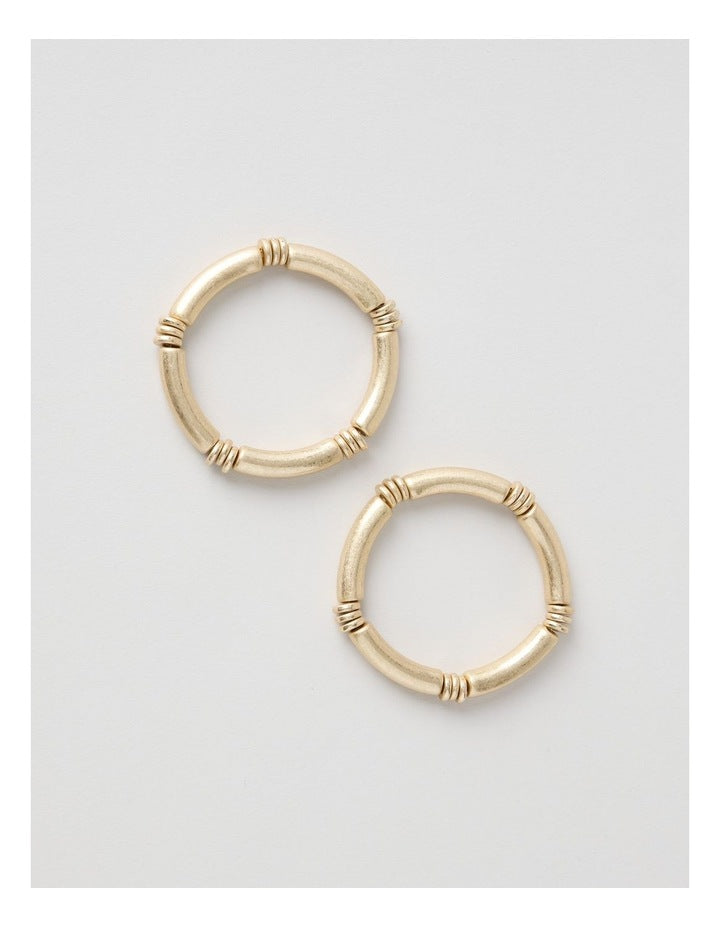 Matte Tube Stretch Bracelet 2 Pack in Gold